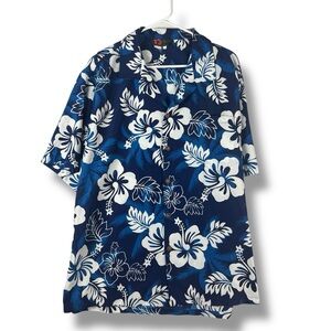 Ali'i Fashions Hawaii Hawaiian Shirt Mens XL X Large Blue Floral